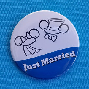 Just Married Ears Button - Mr & Mrs - Disney Wedding - Disney Cruise - Disney World - Disneyland - Celebration Button - Magnet - Bride