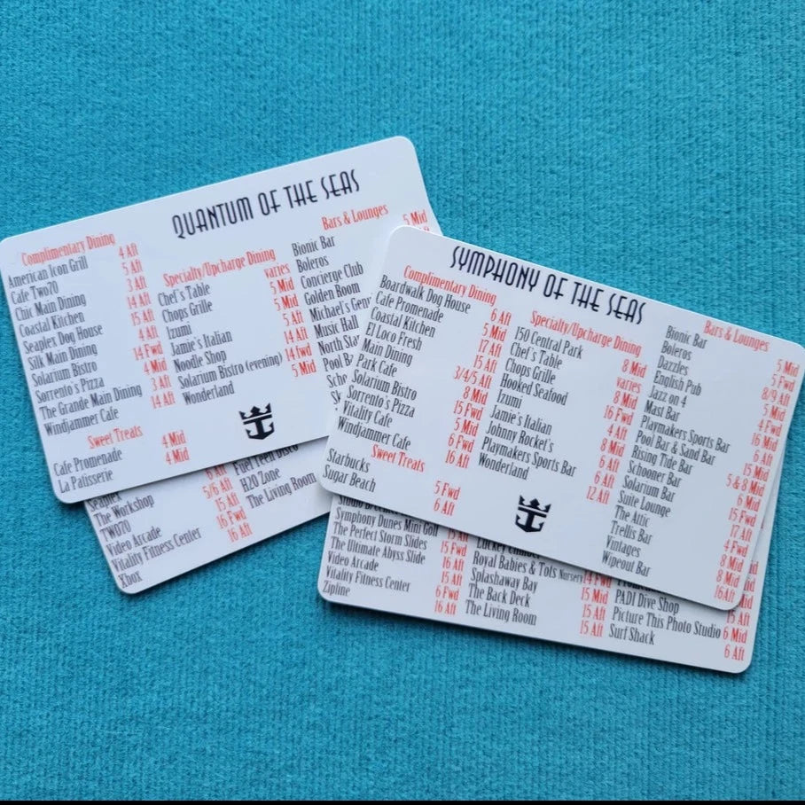 RCI RCCL - Deck Locator™ - Wayfinder Cards - Royal Caribbean Cruise Lines