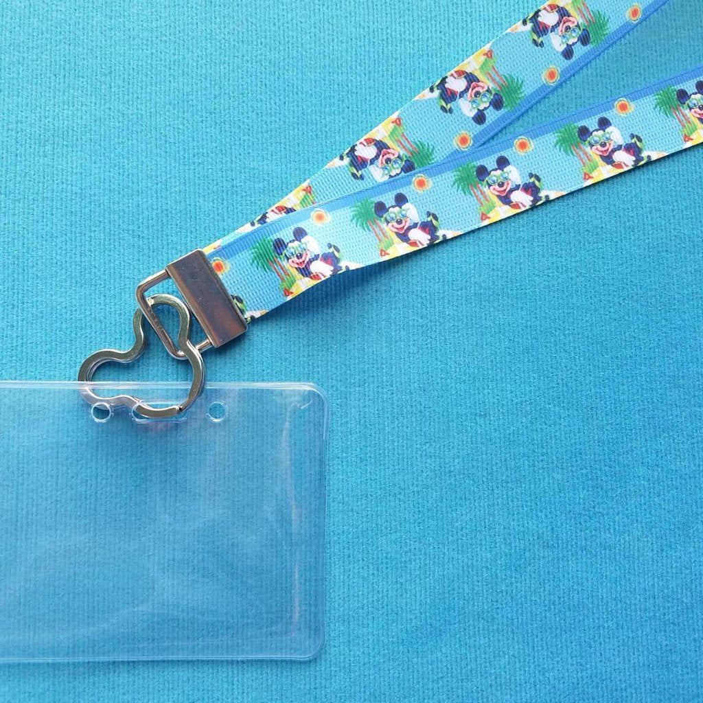 Disney KTTW Card Holder/Lanyard  - Mickey Island - Cool Mickey - Non-scratchy - Child or Adult