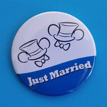 Just Married Ears Button - Two Grooms - Mr & Mr - Gay Wedding - Disney Cruise - Disney World - Disneyland - Celebration Button - Door Magnet