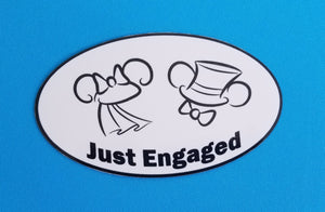 Just Engaged Car Magnet or Sticker - Door Magnet - Mickey and Minnie Just Engaged - Engagement Magnet