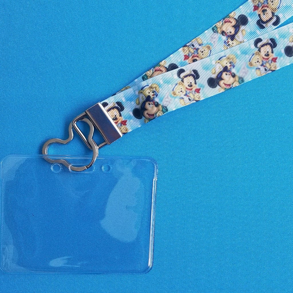 Disney Lanyard  - for KTTW Card - Disney Cruise - DCL - Captain Mickey & Duffy the Disney Bear - Non-scratchy - Child or Adult - ID Holder