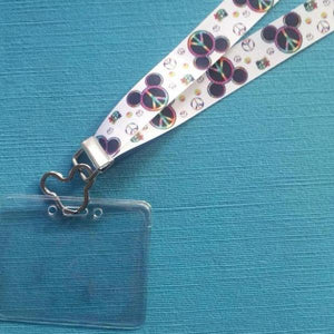 Disney Lanyard - KTTW Card Holder - Peace Sign Mickey Mouse - Non-scratchy - Child or Adult