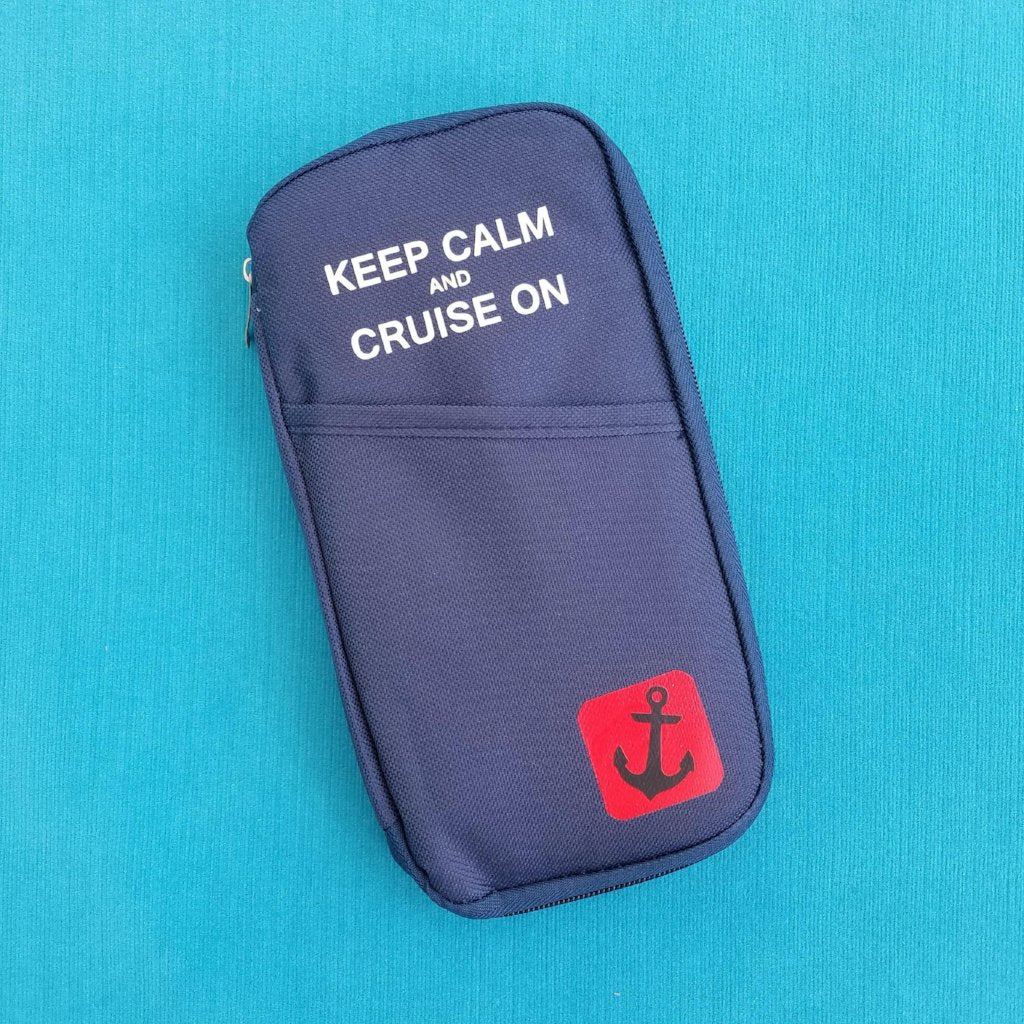 Keep Calm and Cruise On - Passport Holder - Document Organizer - Cruise Gift - Celebrity - Carnival - Royal Caribbean - Norwegian - Princess