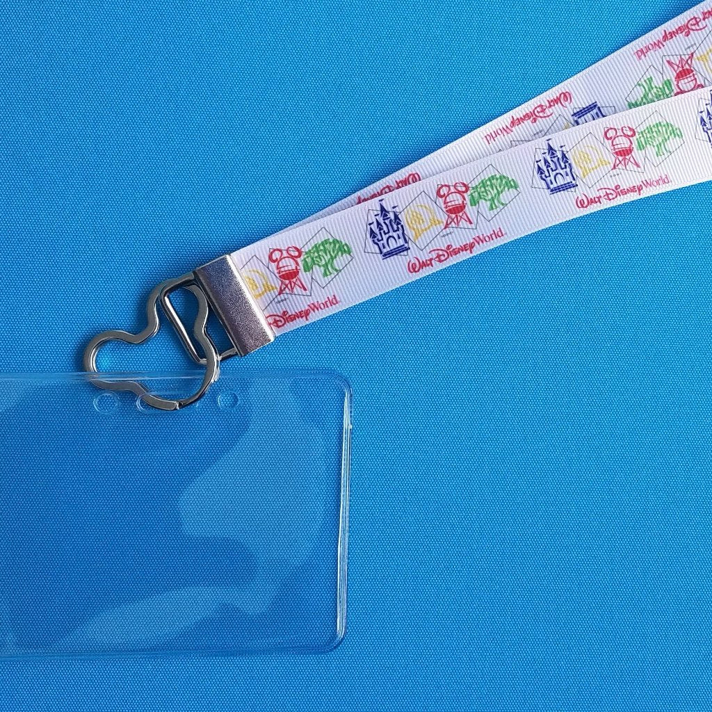 Disney Lanyard  - for KTTW Card - Disney World - Disney Icons - Park Icons - Non-scratchy - Child or Adult - ID Holder
