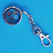 Nautical Memory Locket Key chain - Floating Locket - Cruise Gift - Includes Cruise Ship, palm tree, seashell & starfish - Nautical Gift