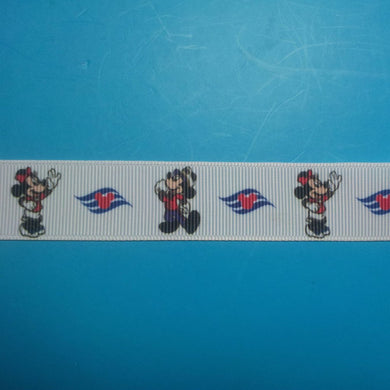 Disney Cruise Mickey & Minnie 7/8" Grosgrain Ribbon - Exclusive DCL Design/Limited Availability!
