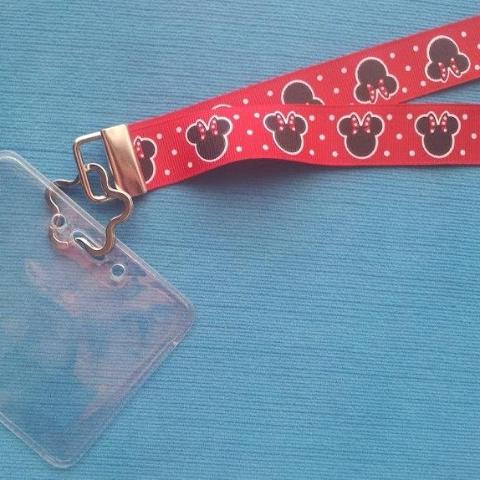 Disney KTTW Card Holder/Lanyard  - Red Minnie Mouse - Non-scratchy - Child or Adult