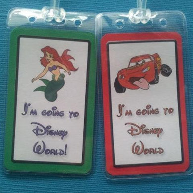 Set of Two "I'm Going to Disney World" Luggage Tags - any characters