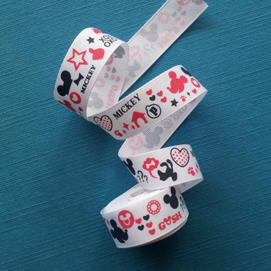 Mickey Mouse and Pluto Silhouettes 7/8" Grosgrain Ribbon