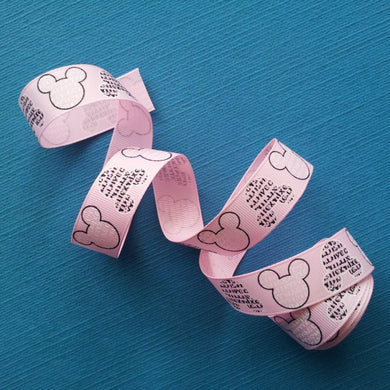 Minnie Mouse Words in Baby Pink 7/8" Grosgrain Ribbon