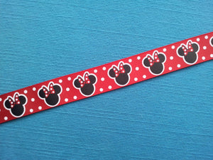 Minnie Mouse Heads on Red 7/8&quot; Grosgrain Ribbon