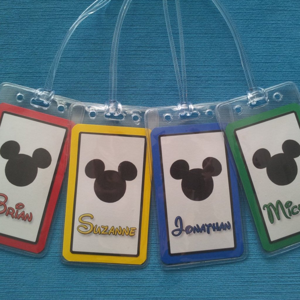 Set of Four Personalized Disney Mickey Head Luggage Tags ~ Custom
