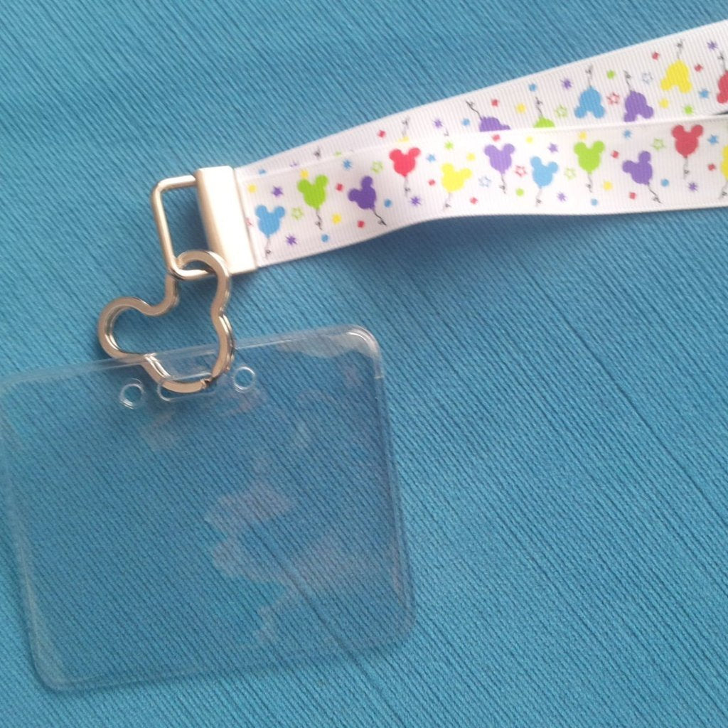 Disney KTTW Card Holder/Lanyard  - Mickey Celebration Balloons - Non-scratchy - Child or Adult