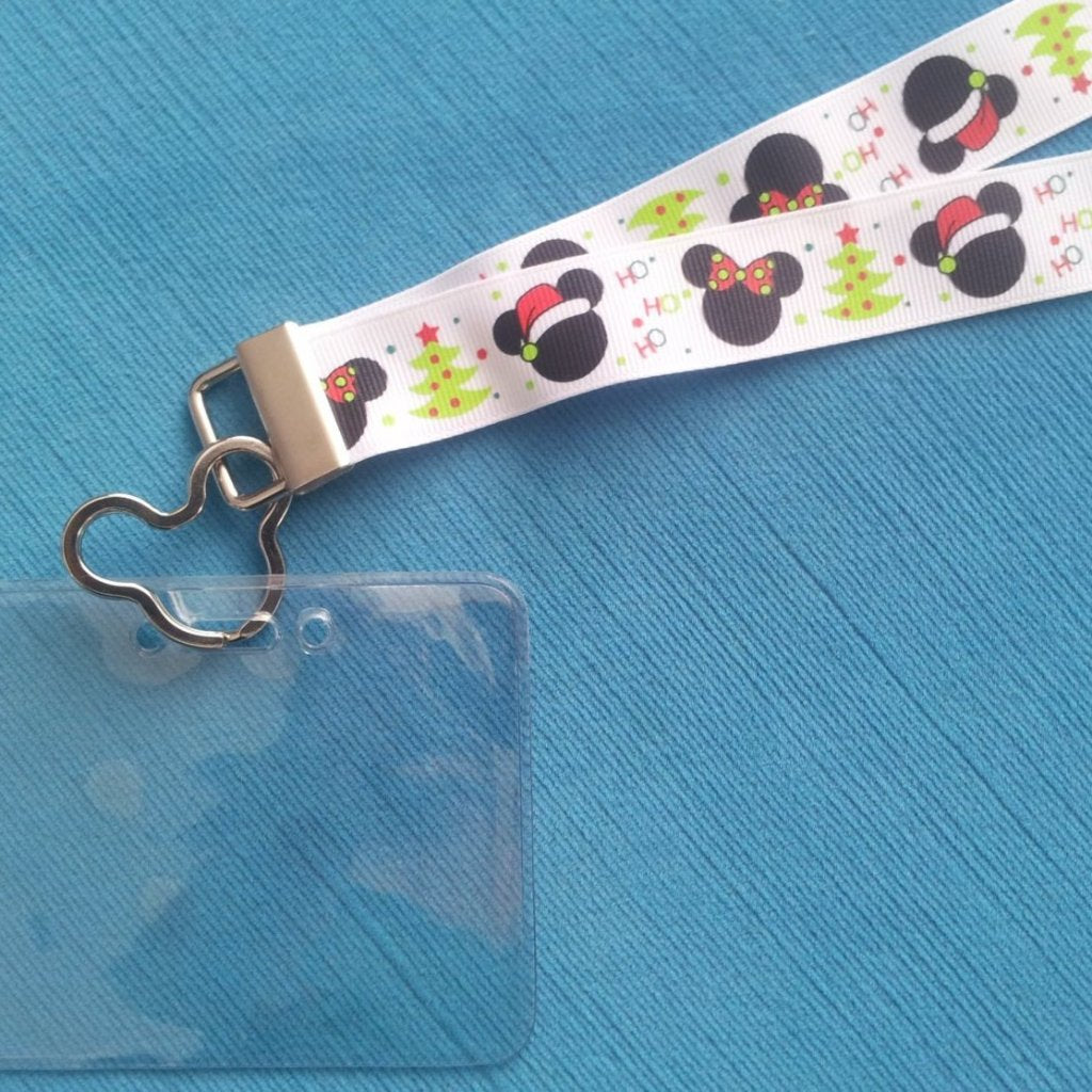 Disney KTTW Card Holder/Lanyard  - Christmas Mickey & Minnie - Non-scratchy - Child or Adult