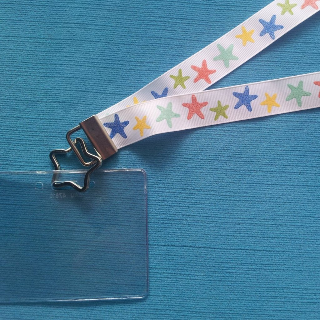 Disney KTTW Card Holder/Lanyard  - Sparkly Starfish - Non-scratchy - Child or Adult