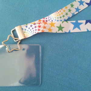 Disney KTTW Card Holder/Lanyard  - Starburst Rainbow - Non-scratchy - Child or Adult