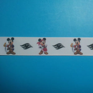 Swashbuckling Mickey & Minnie 7/8&quot; Grosgrain Ribbon - Great for Cruise! - Exclusive Design! Limited!!
