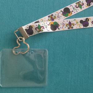 Disney KTTW Card Holder/Lanyard  - Mardi Gras Mickey - Non-scratchy - Child or Adult