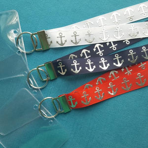 Ribbon Lanyard - Silver Anchor - Anchors Away! - Cruise - Non-scratchy - Child or Adult