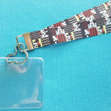 Disney Ribbon Lanyard  - for KTTW card - Disney Cruise - DCL - Graphic Mickey & Minnie - Non-scratchy - Child or Adult