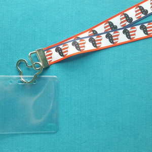 Disney KTTW Card Holder/Lanyard  - Stars & Stripes Mickey Heads - American Flag - Non-scratchy - Child or Adult